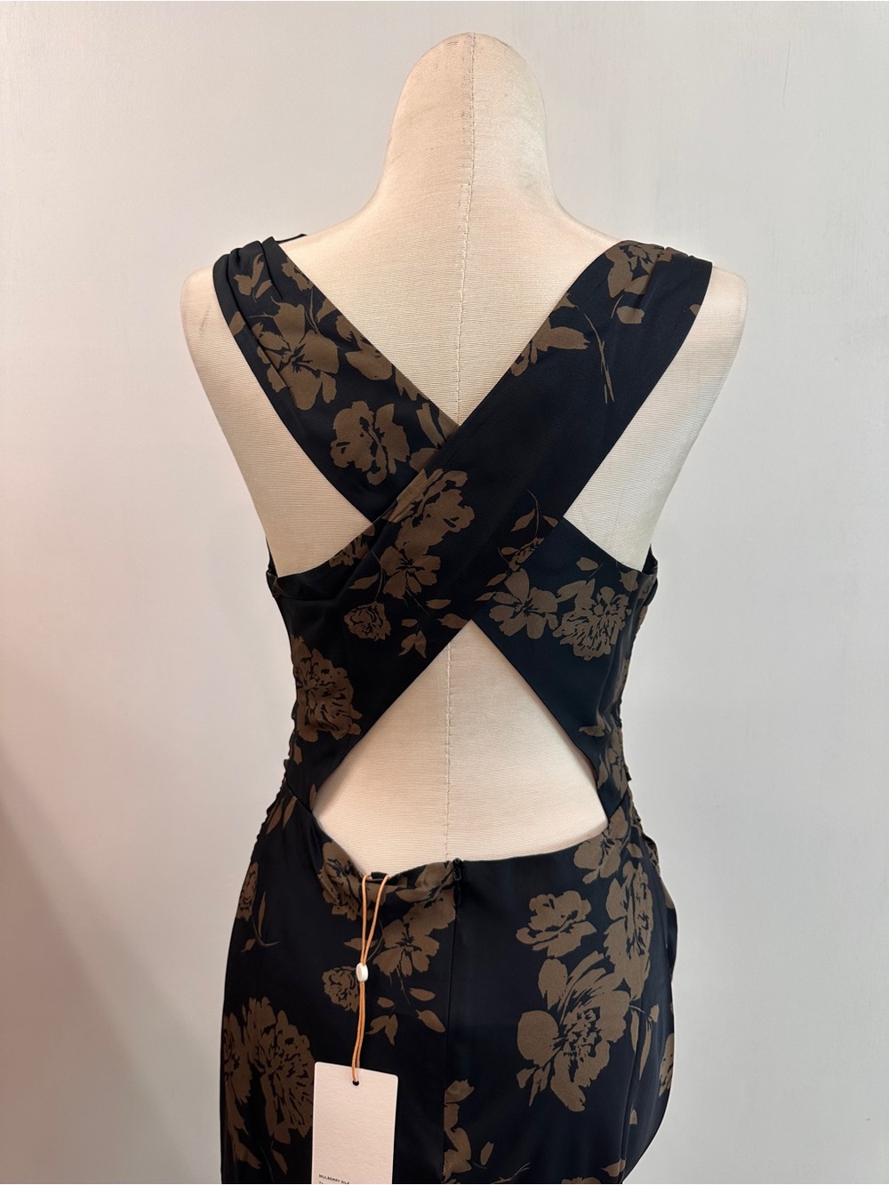 NWT Quince Women Sz S Washable Stretch Silk High Neck Midi Dress Caper Eclipse